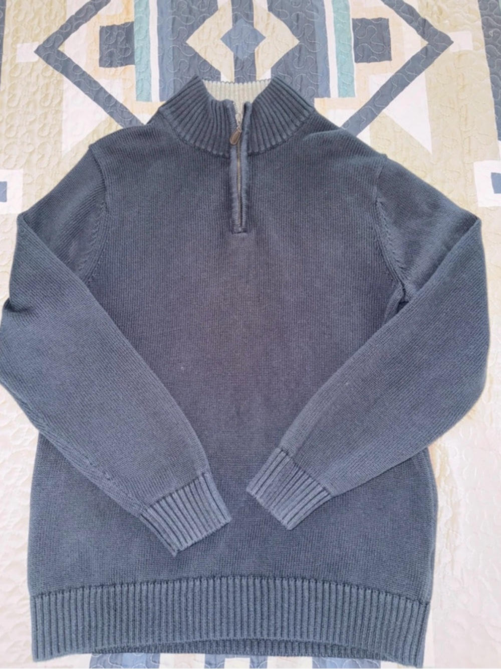 L.L. Bean Men's Navy Quarter-Zip Knit Sweater